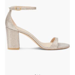Excellent Condition Stuart Weitzman Nudist Block 75 Sandal in Poudre in 40.5/10